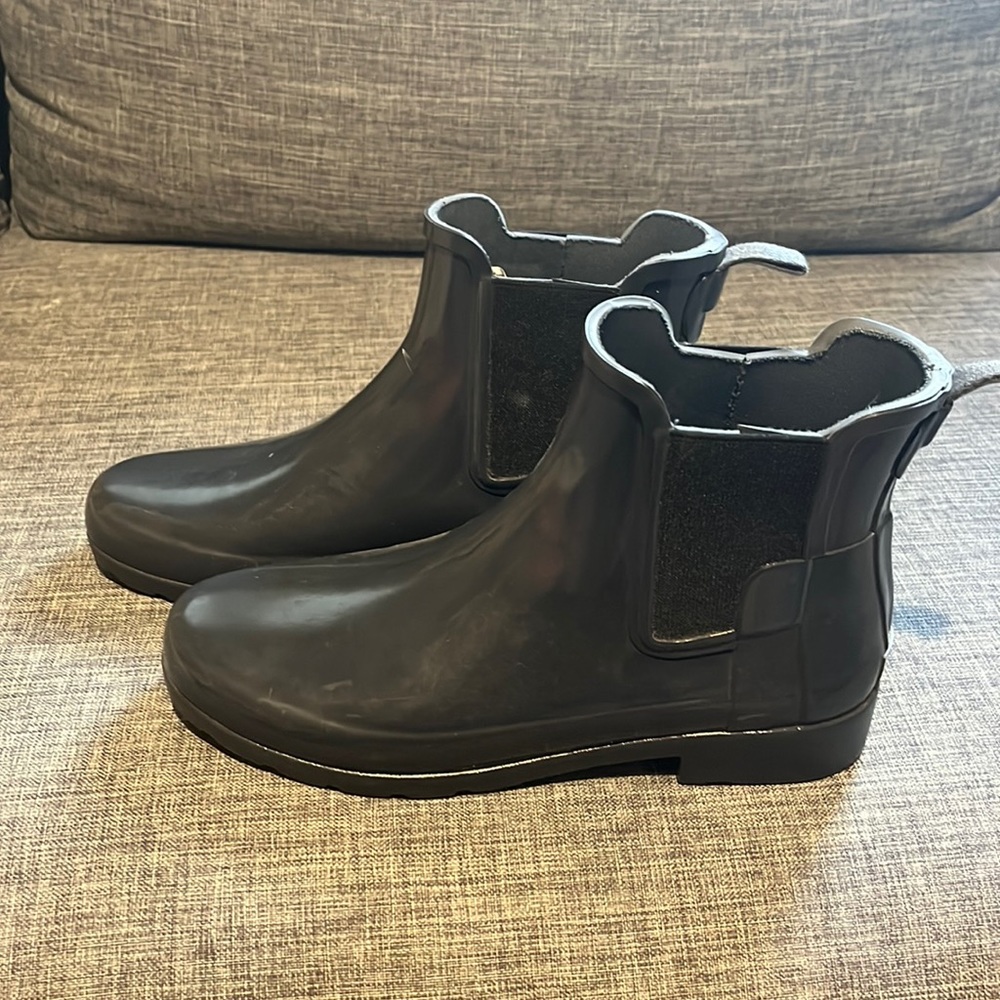 womens short hunter boots dark grey/black